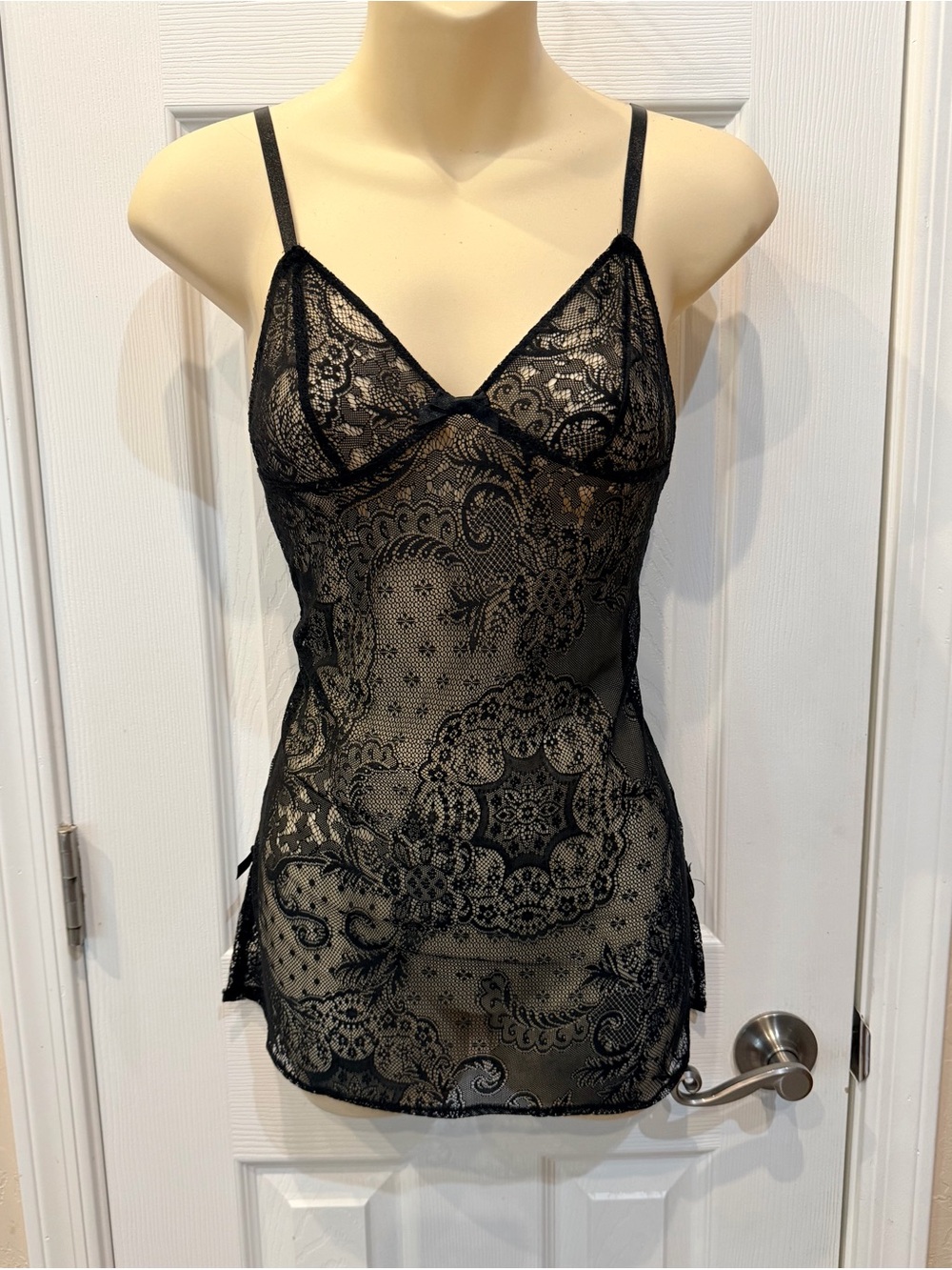 Victoria's Secret Black Sheer Lace Chemise